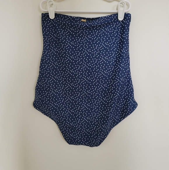 June Loop S High-Waisted Swim Bottoms Full Coverage Blue Ocean Dot Polka Small - Picture 3 of 7